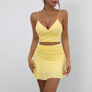 New AliExpress Hot Selling Set Women Top Camisole Sexy High-end Solid Color