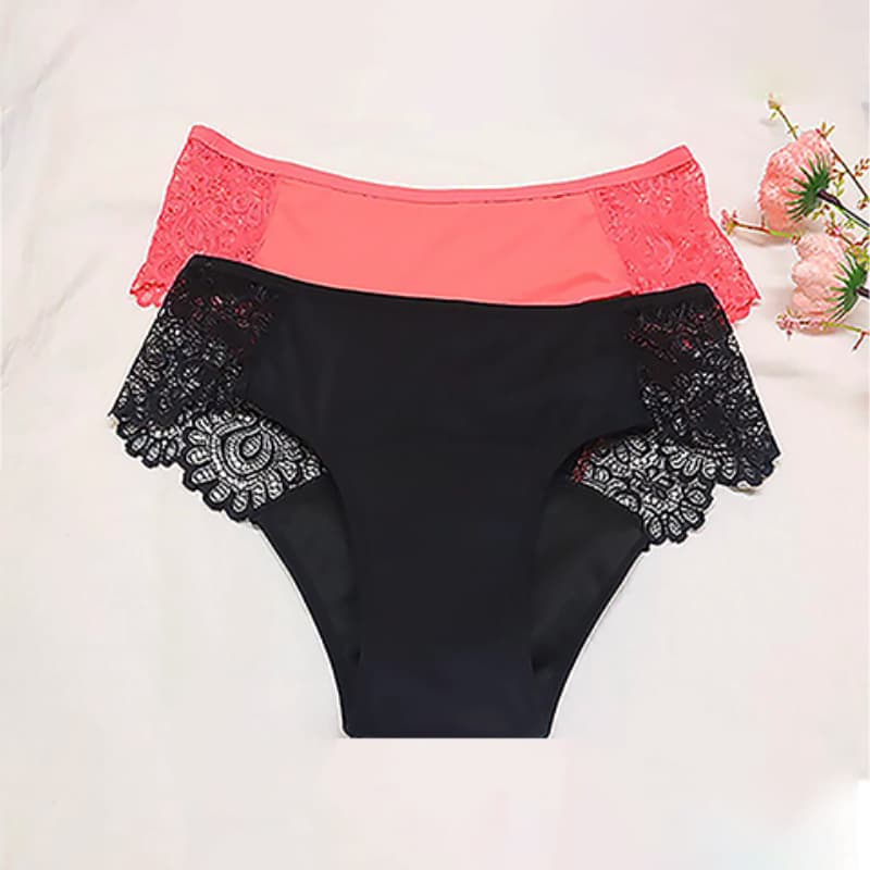 European and American style sexy lace mid-waist four-layer leak-proof menstrual panties, washable and no need for sanitary napkins