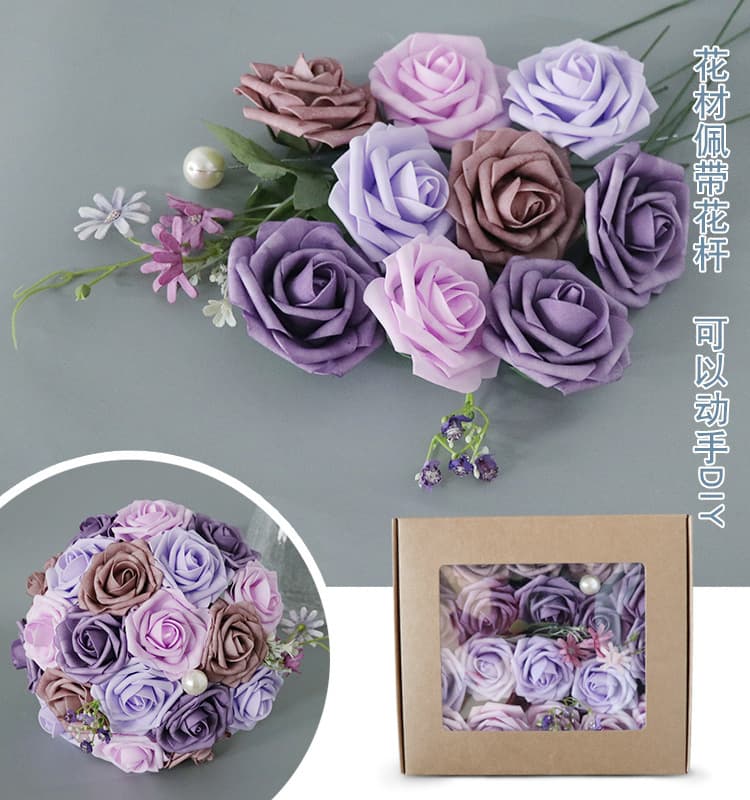 Factory Wholesale Flower Box Valentine's Day Gift Box Amazon Flower Head with Rod DIY Bride Holding Bouquet