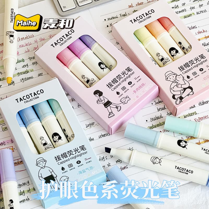 Maihe highlighter stroke key pen hot style handbook pen light color eye protection soft paint pen outline pen marker pen wholesale