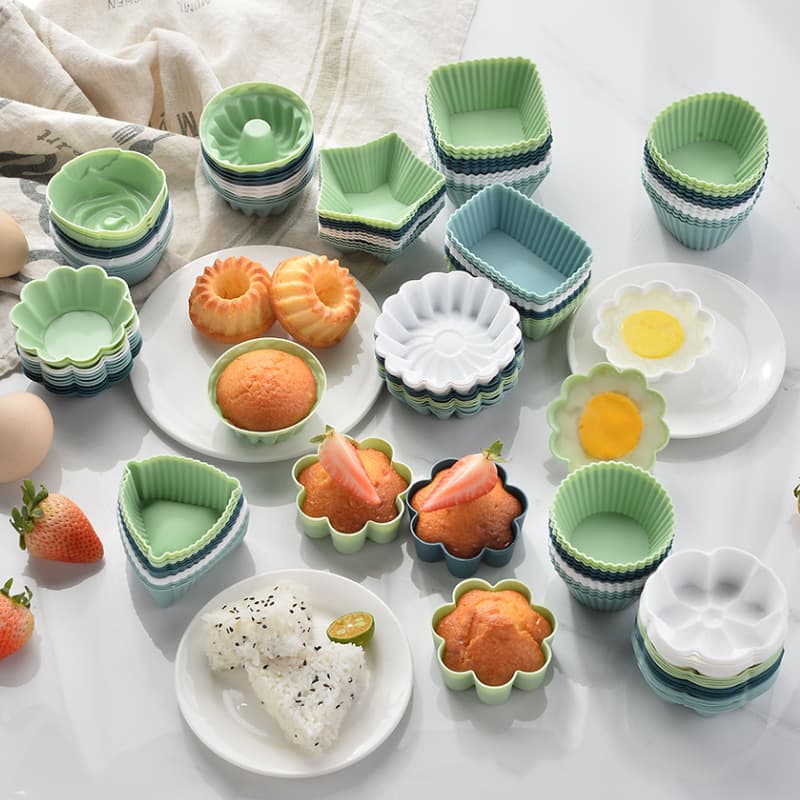 Morandi Color Multi-Shapes Silicone Muffin Cup Set Stars Love Heart Rectangular Donut Cake Mold
