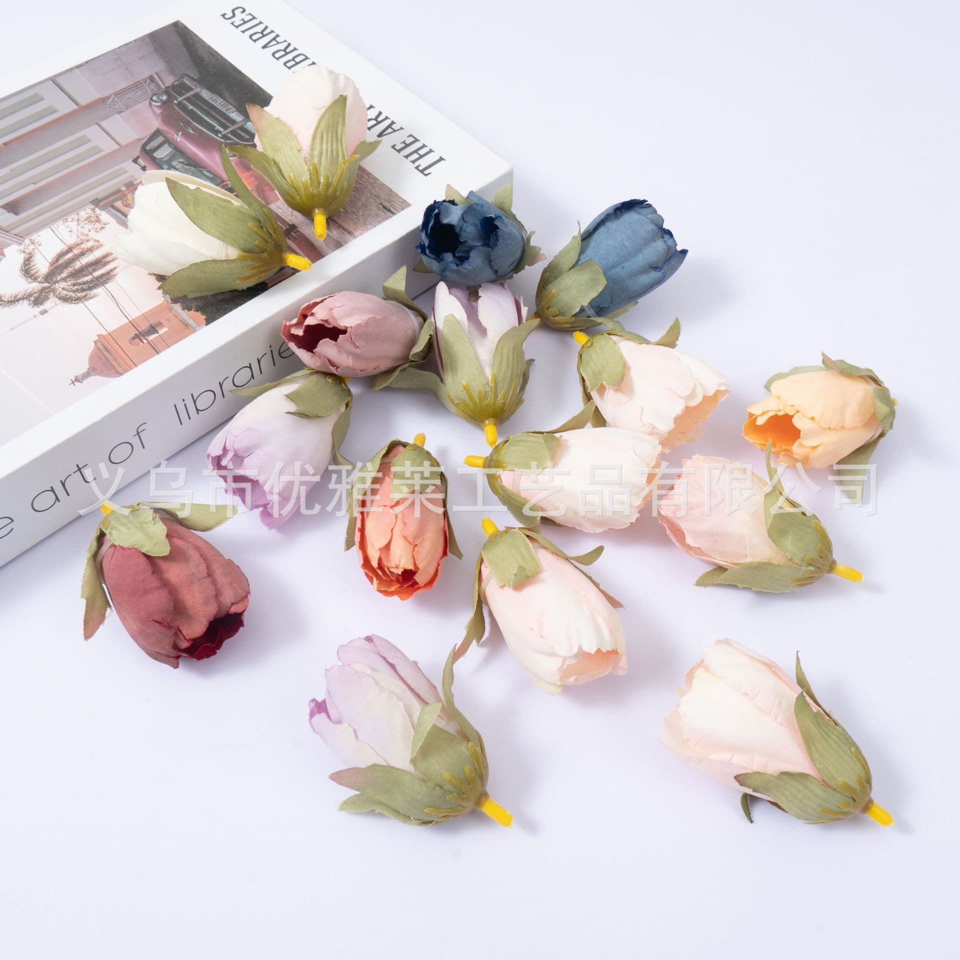 Artificial Rose Buds Fake Flowers for Wedding DIY Bouquet Accessories Home Decoration Background Props