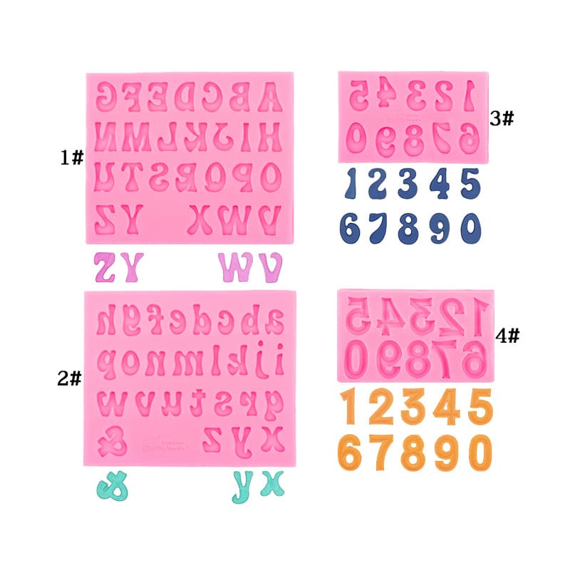 uppercase and lowercase English letters fondant silicone molds, number decorations, chocolate cake accessories, epoxy resin molds