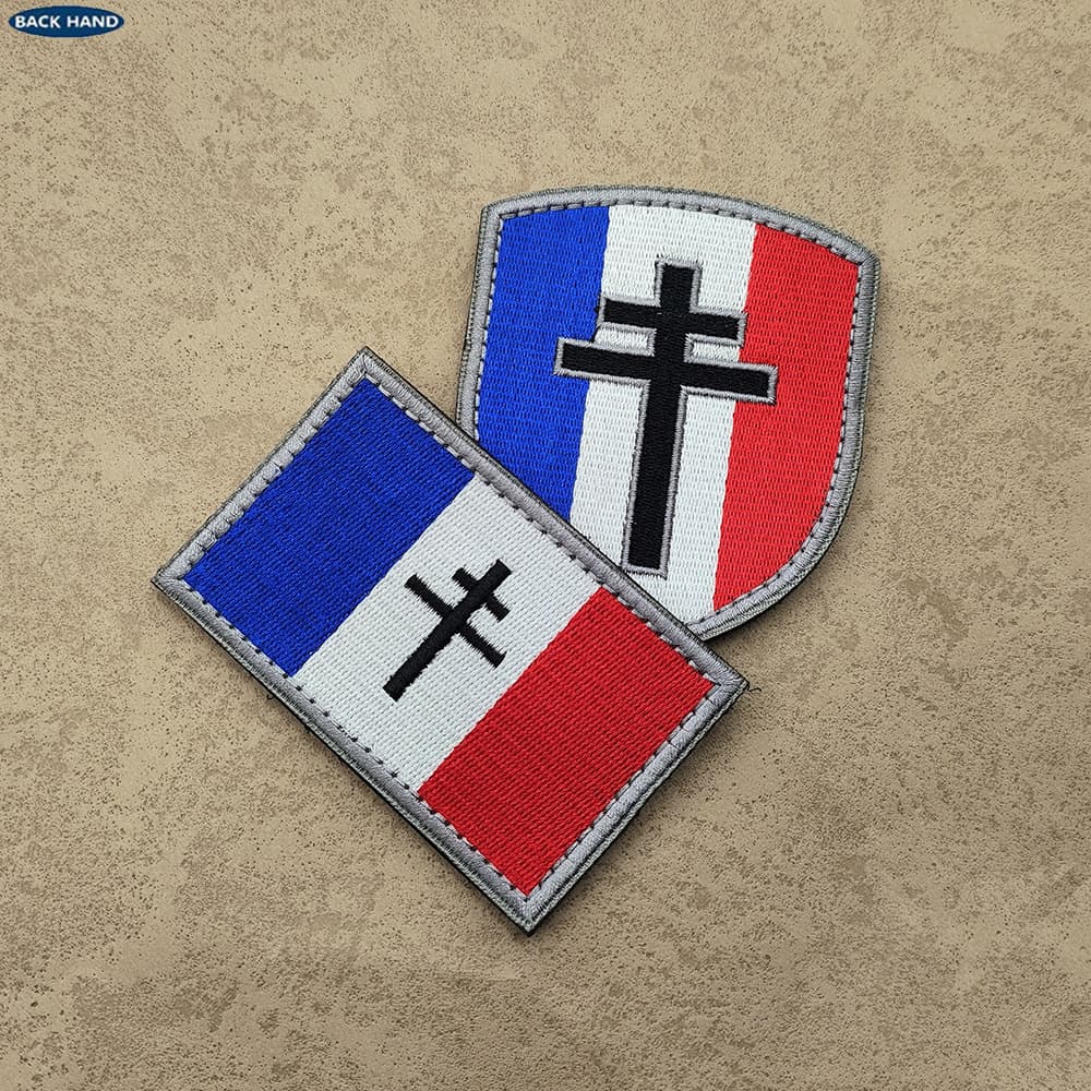 Haikou Foreign Cross-border Trade Medal Iron Cross French Badge Velcro Backpack National Flag Embroidery Armband Cloth Patch