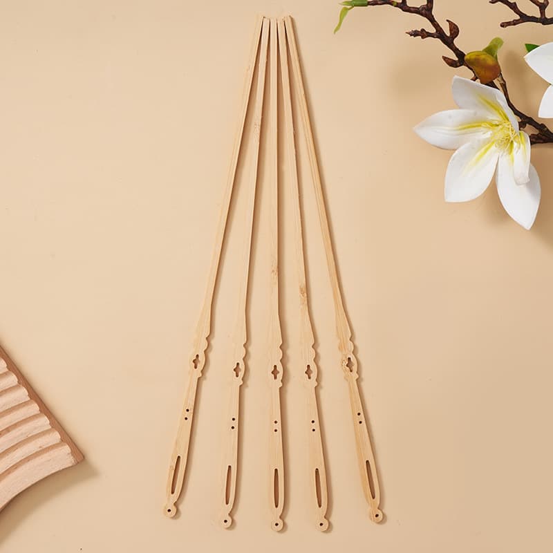 Chinese Style Bamboo Hollow Round Fan Handle Bamboo Stick Round Fan Rod Wooden Handle Embroidery Fan Handmade DIY Ancient Style Fan