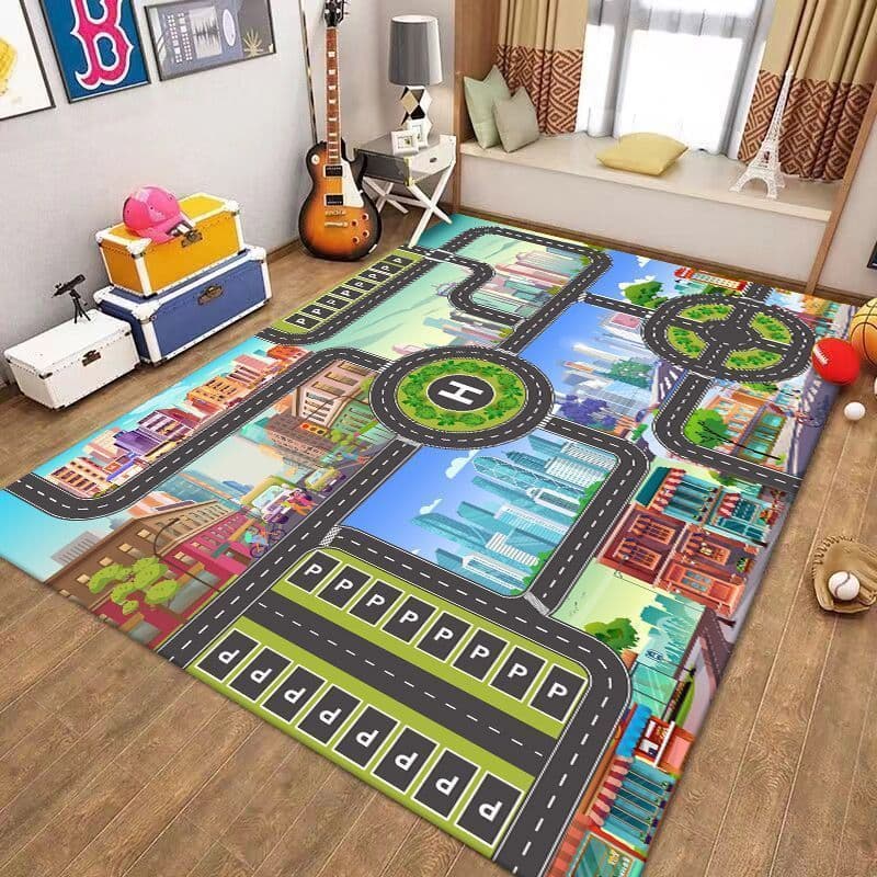 Cartoon living room carpet carpet large area full floor mat door entry door carpet bedroom bed full bedside