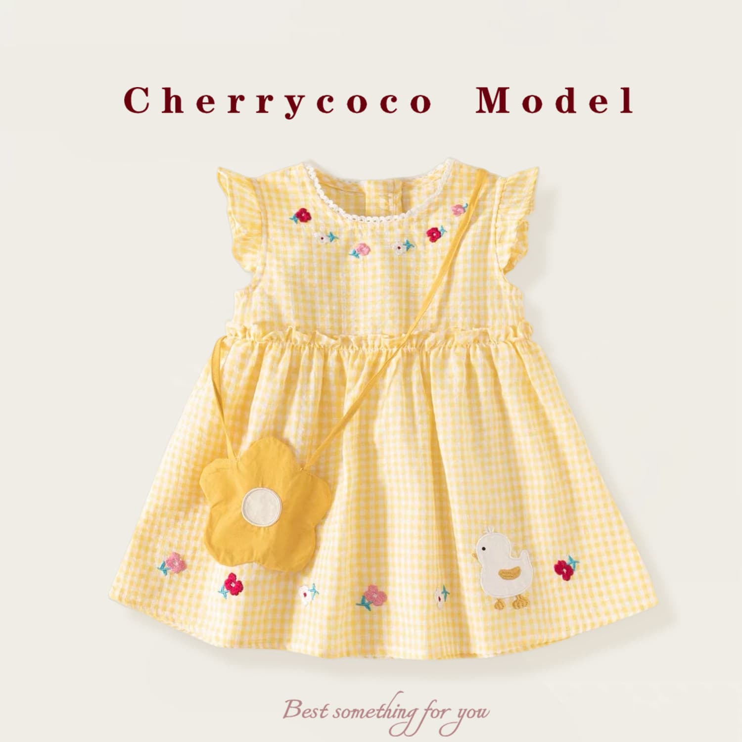 CHERRYCOCO girls dress summer new baby girl cute and sweet plaid vest dress cotton skirt
