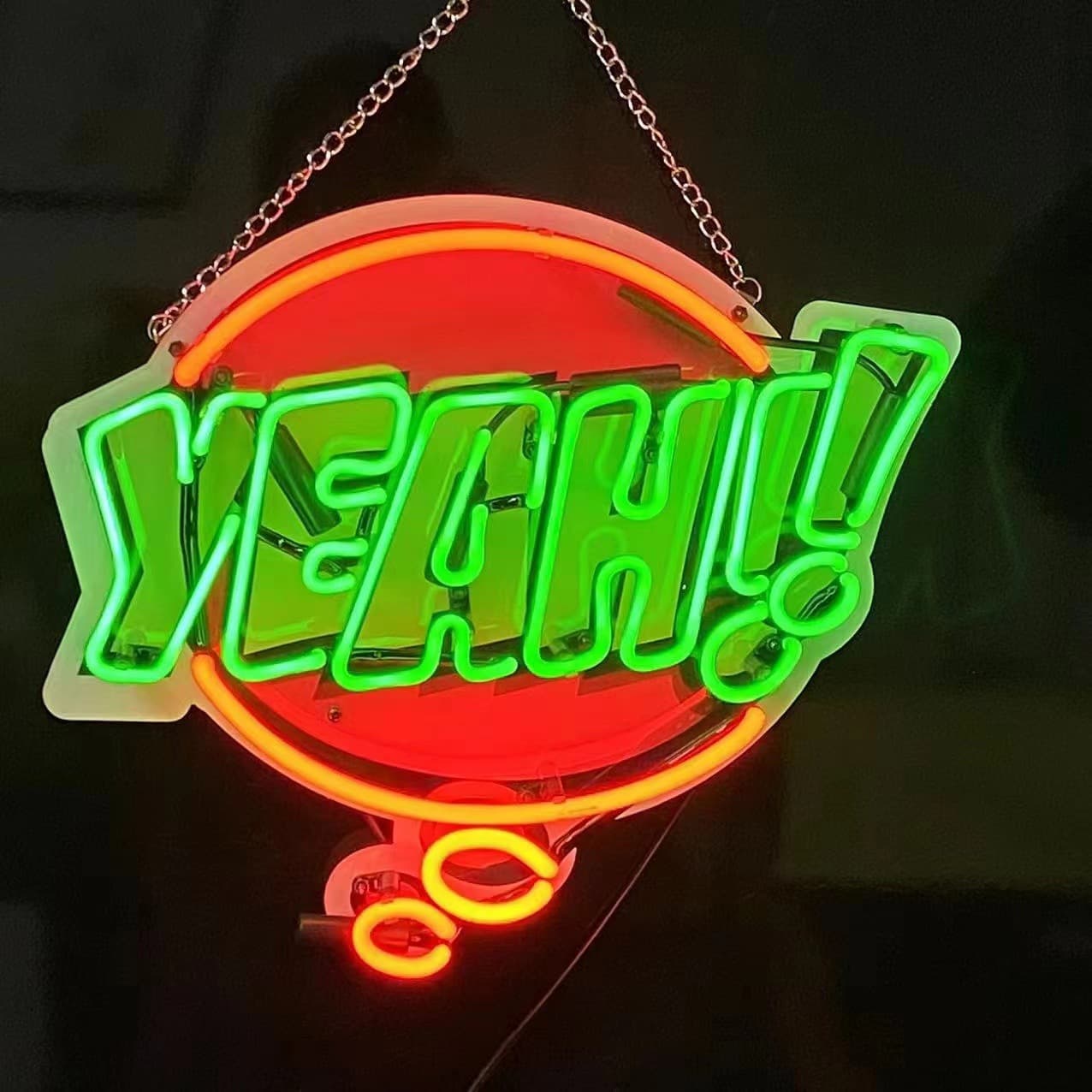 Yeah glass neon light hanging ornament lamp sign colorful glass lamp sign ambient light.