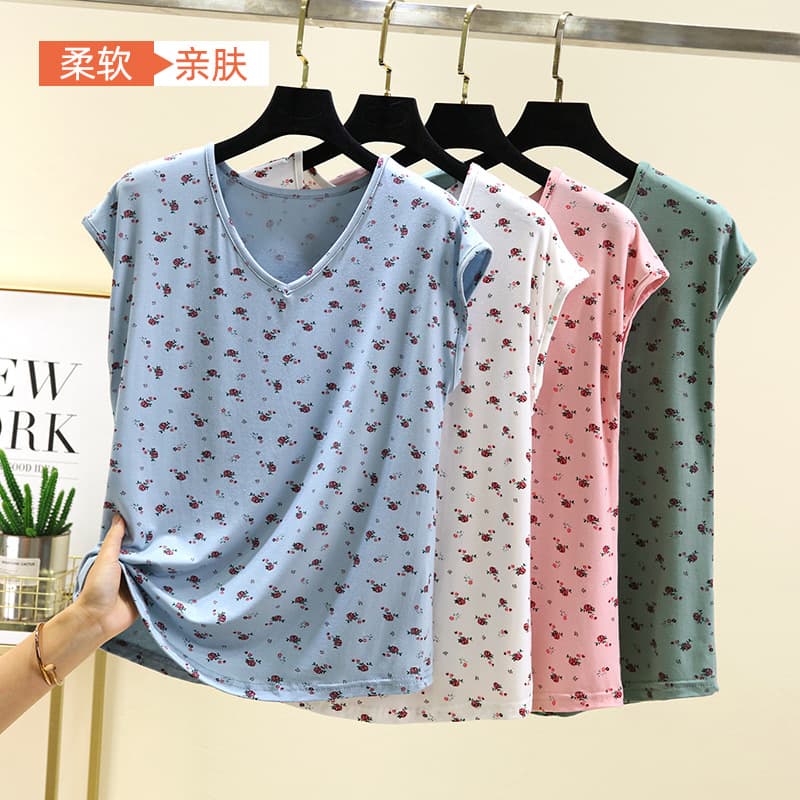 Women's Thin Sleeveless Modal Floral Vest Top - Summer Casual Loose Fit Large Size Bottoming Shirt for Middle-Aged and Elderly