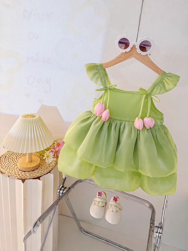 New Summer Princess Dress Cute Puffy Dress Baby Girl Dress Vest Dress Fashion Korean Style