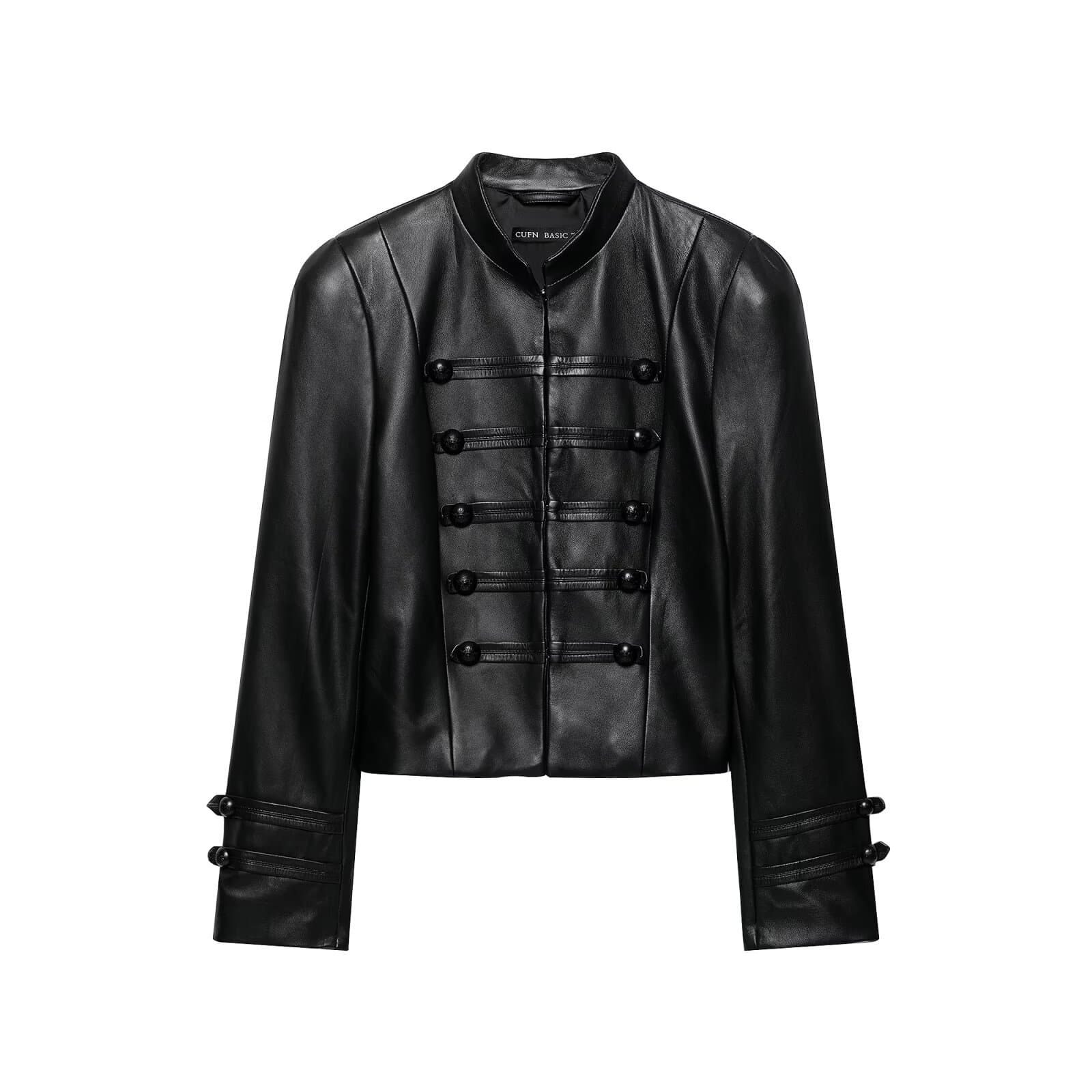 ZA AliExpress Bestseller Cross-border Women's Outerwear in European and American Style, Pure Leather Knot Button Coat