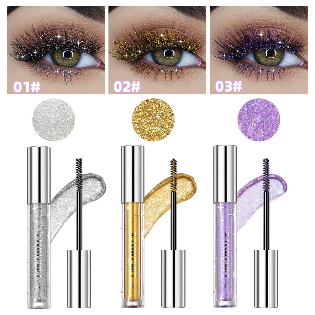 Cross-border Cosmetics Christmas Stage Nightclub Thick Curling Waterproof Smudge-proof Shimmer Colorful Mascara