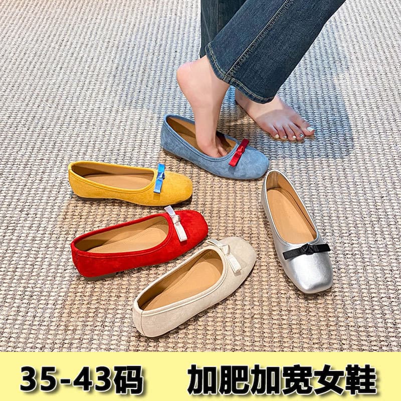 Wide Plus Size Women's Shoes French Bow Flat Shoes, Summer New Style Versatile Shallow Mouth Flat Mary Jane Shoes