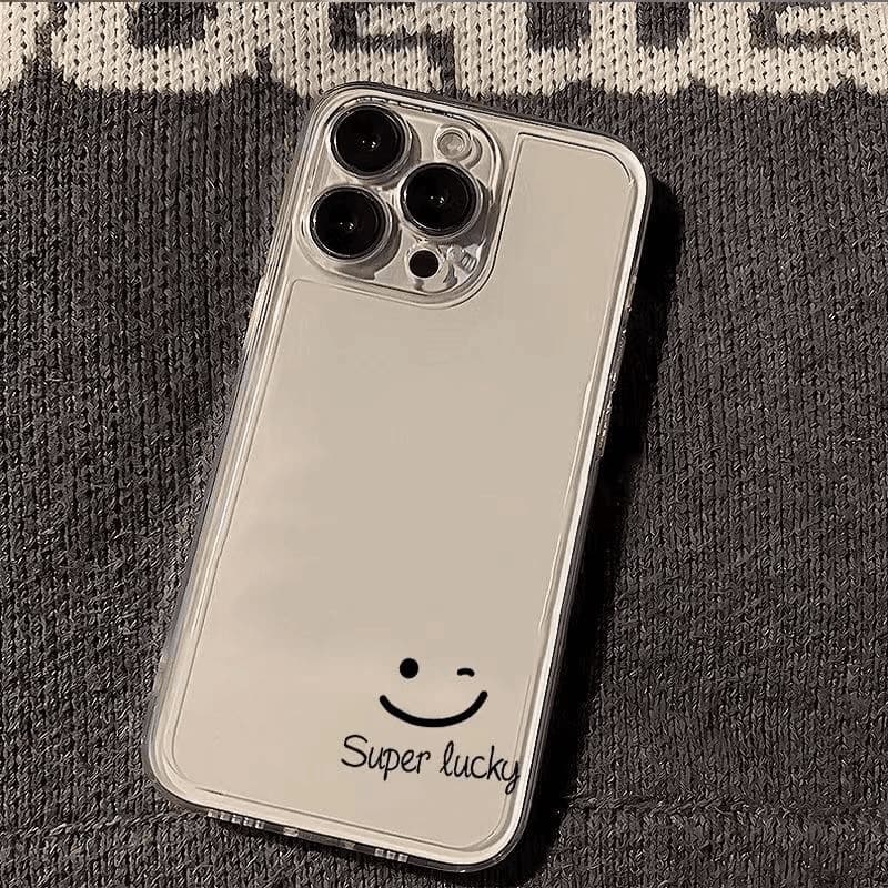 Lucky Smiley Full Cover iPhone Case Anti-Fall Simple Design Compatible with Apple 16PROMAX 15 14 13 12 Series TPU Cartoon Style
