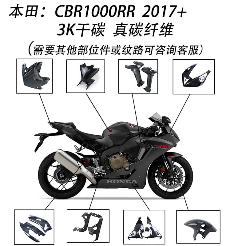 Factory Clearance: Carbon Fiber Body Parts for Honda CBR1000RR, Genuine 3K Dry Carbon, 2017+