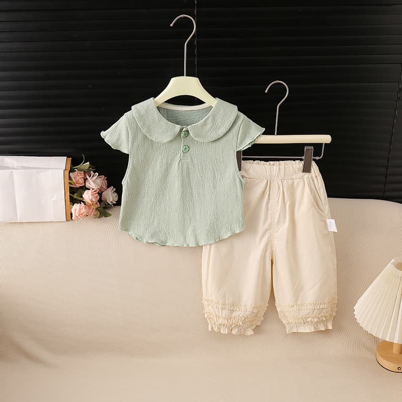 Girls' Summer New Straight-Leg Pants, Cute Cherry Blossom Bow Casual Versatile Wide-Leg Jeans for Baby Girls