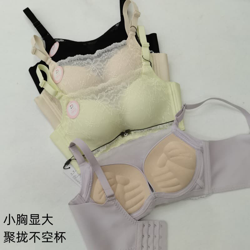 Lace thickened bra, tube top underwear, push-up anti-sagging sexy small breast underwear, adjustable thickened underwear wholesale