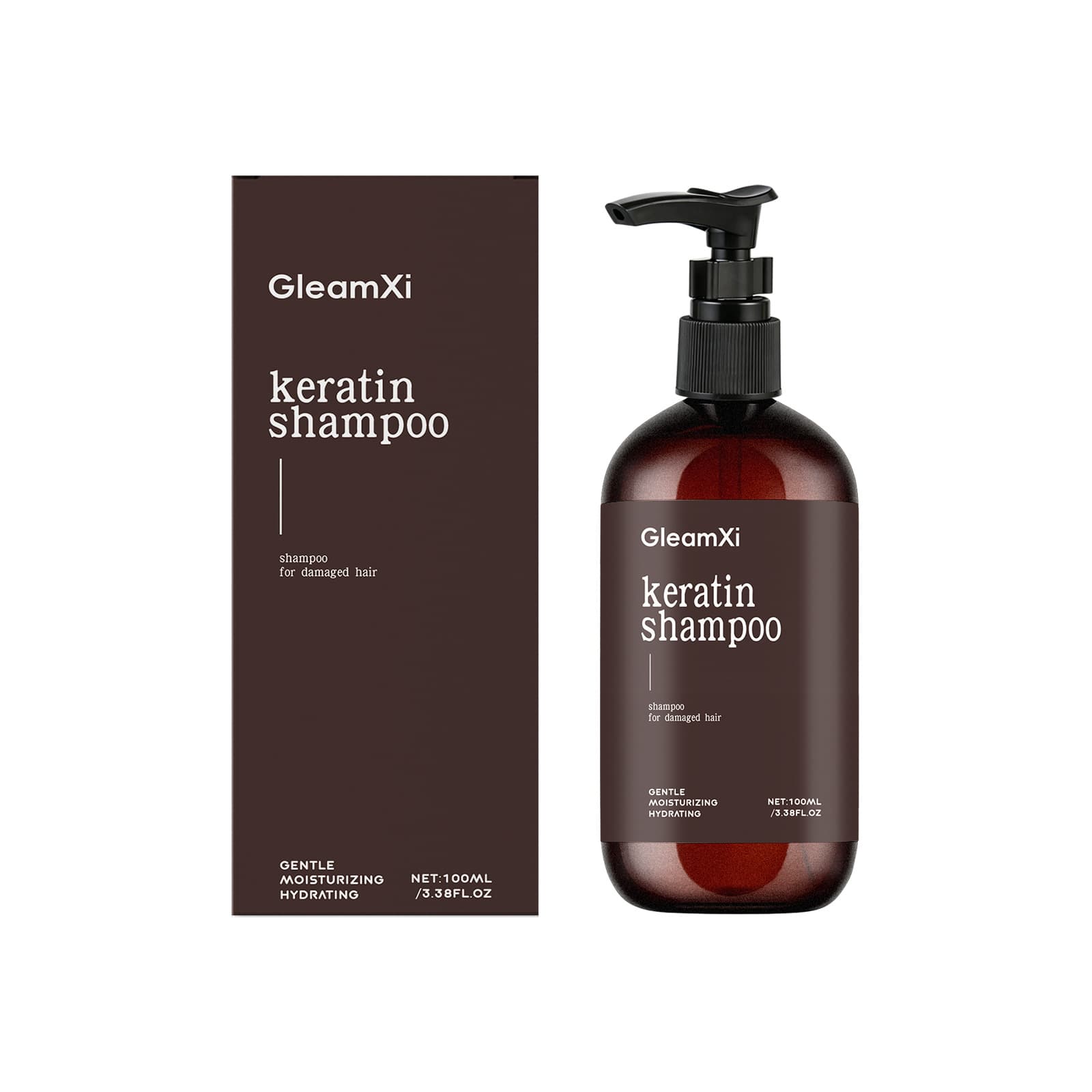 Gleamxi Keratin Shampoo Gentle Scalp Cleansing Refreshing Hair Silky Smooth Shampoo