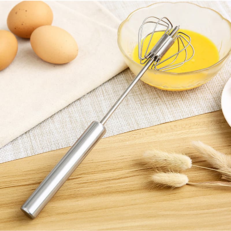 Stainless Steel Semi-Automatic Egg Beater, Egg and Cream Mixing Stick, Household Manual Press-Type Rotating Egg Whisk