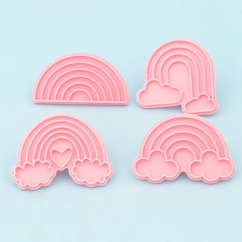 Rainbow Series Rainbow style picture cookie mold plastic cartoon stamper cookie DIY simulation baking tool