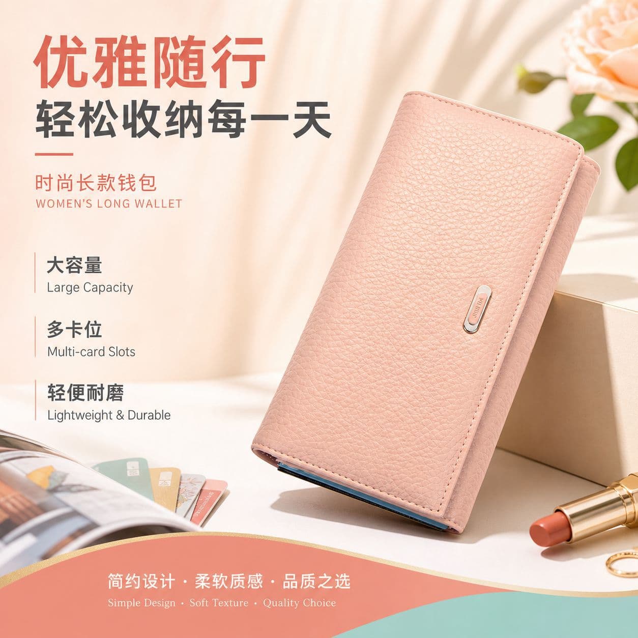 Simple Women's Wallet Cross-Border Hot Selling Export European and American Women's Long Wallet Multifunctional Clutch Large Capacity