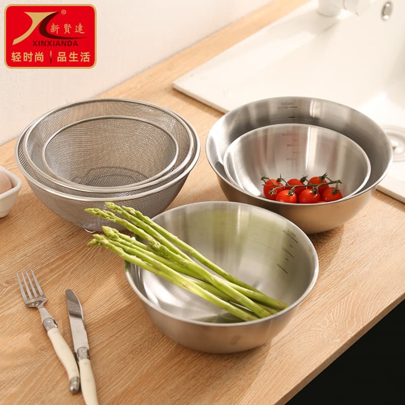 Cross-border 304 Stainless Steel Egg Beating Bowl Thickened Whisking Bowl Kitchen Mixing Bowl Japanese-style Baking Salad Bowl