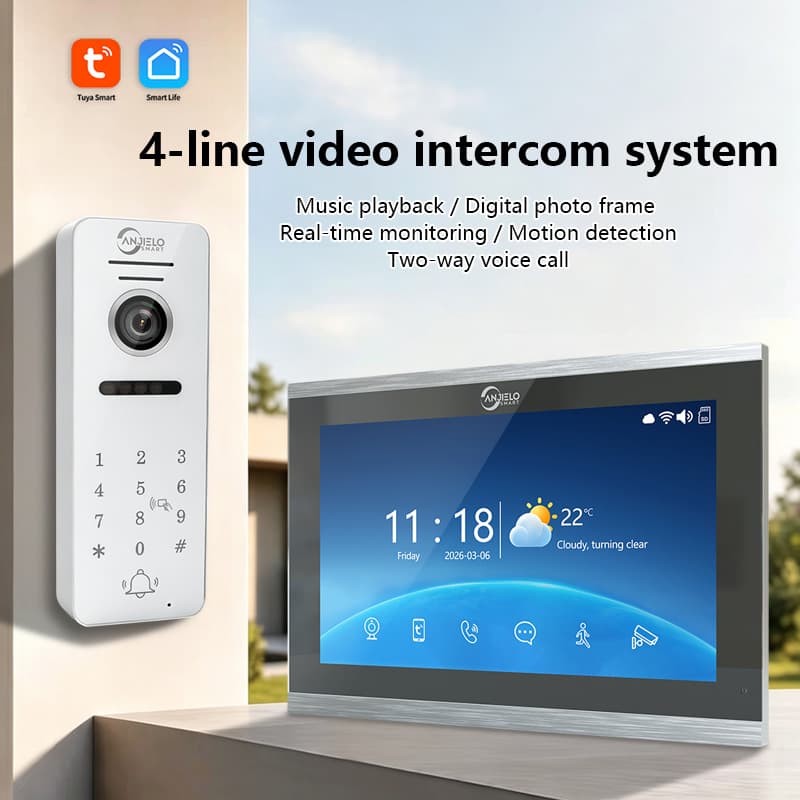 anjielosmart 1080p HD Night Vision Video Intercom System PIR Motion Detection IP65 Waterproof Rating