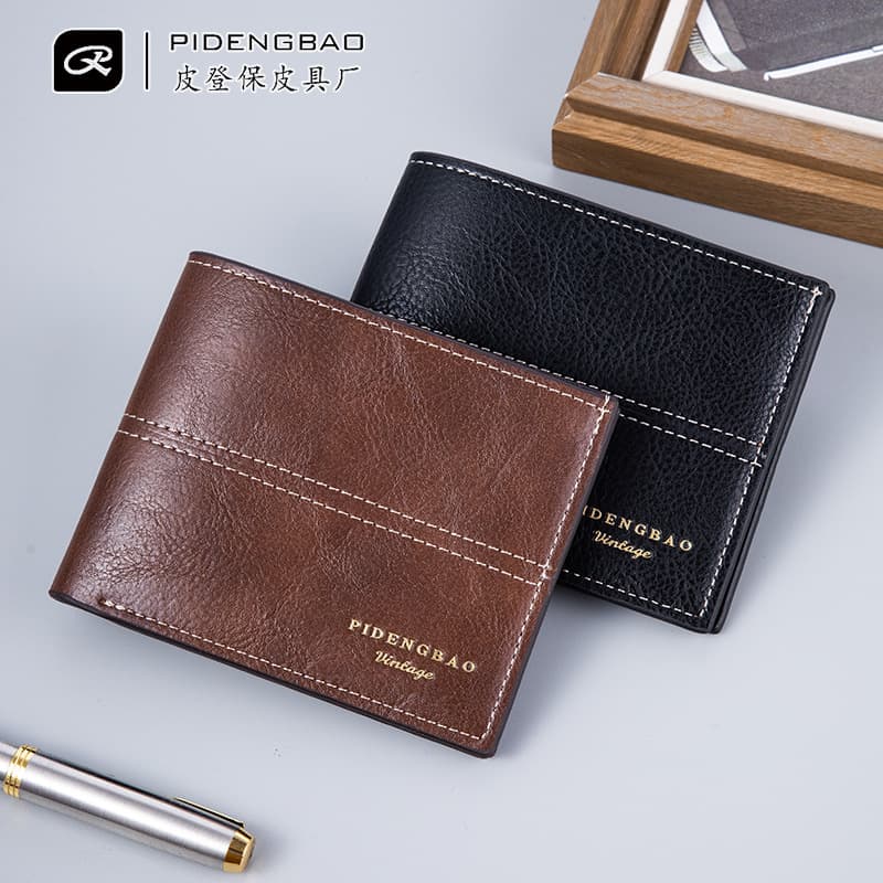 Thin Foreign Trade Dollar Bill Wallet for Men, Two-Fold Vintage Fashion Card Holder, In-Stock Wholesale Wallet