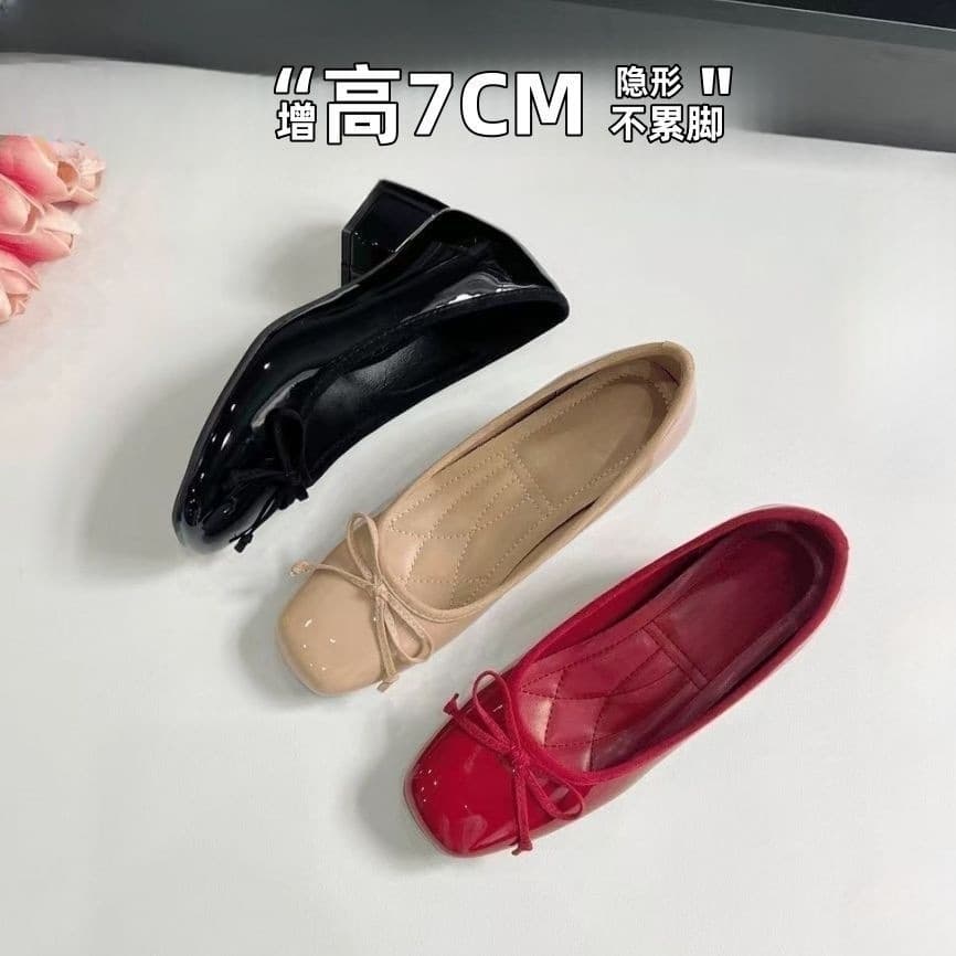 Ready stock~7cm small height increasing Mary Jane shoes for women 2026 spring and summer new bow ballet shoes