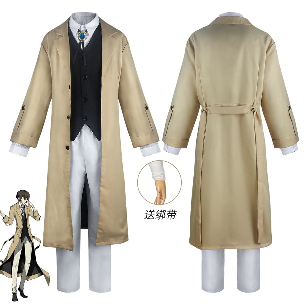 Bungou Stray Dogs anime cos suit Dazai Osamu Armed Detective Agency member cosplay role-playing performance suit