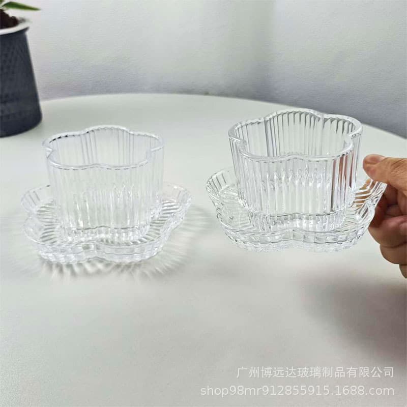 Ins-style Striped Pattern Glass Bowl and Dish Set Premium Dessert Bowl Fruit Yogurt Bowl Ice Cream Bowl Sugar Water Bowl