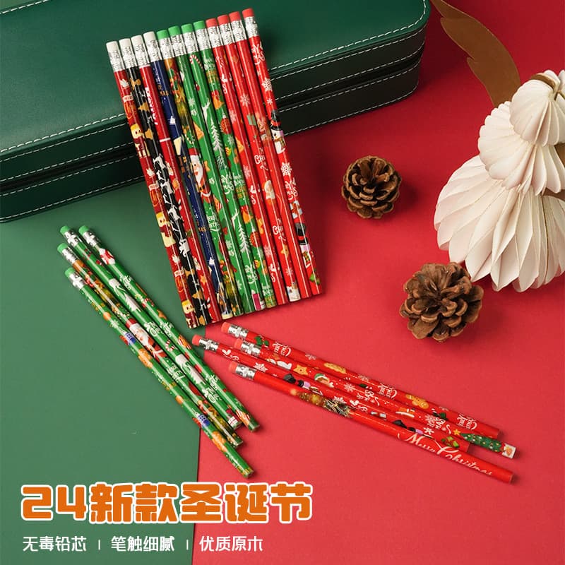 Christmas HB Pencil Set for Children and Students, Eraser Stationery, Graduation Prize Writing Tool Gift Wholesale