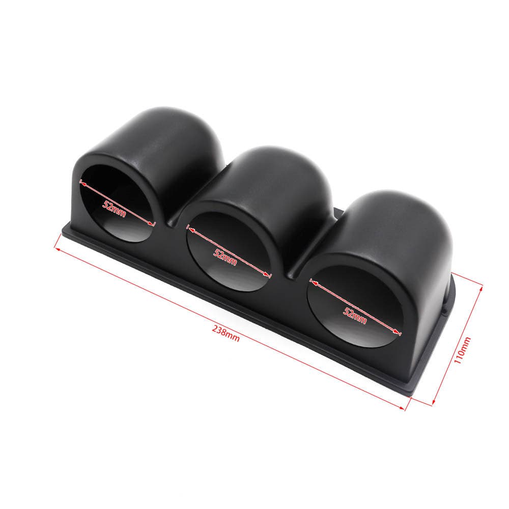 Triple 2-Inch 52mm Black Three-Hole Car Gauge Mount Pod Dashboard Holder