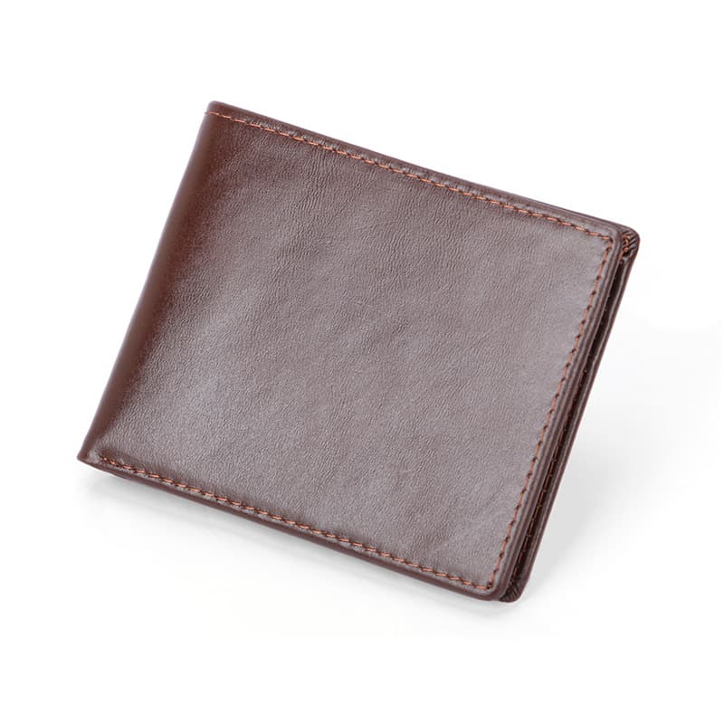 Cross-border Top Grain Leather Men's and Women's Wallet RFID Anti-theft Swipe Retro Waxed Genuine Leather Zipper Coin Purse Small Wallet