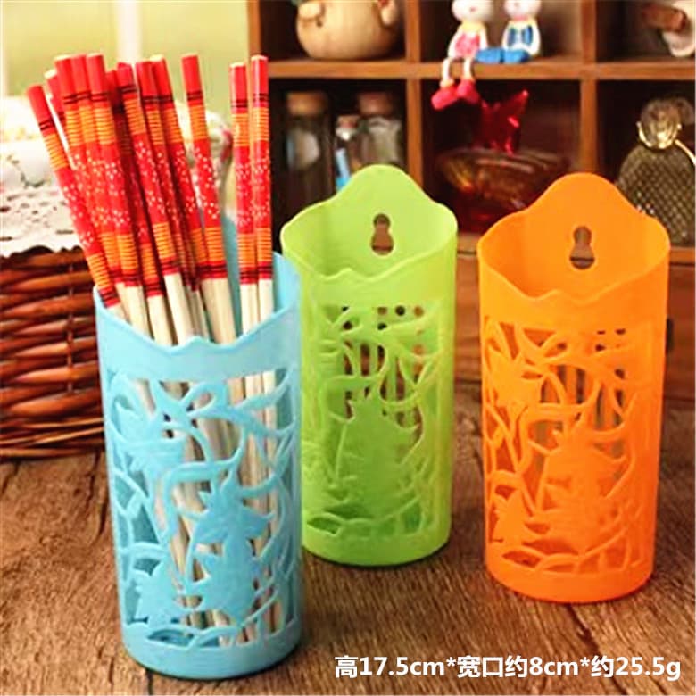 N001A Thickened Three-Compartment Chopstick Holder Retro-Style Household Drainer Tableware Storage Plastic Chopstick Container Wholesale