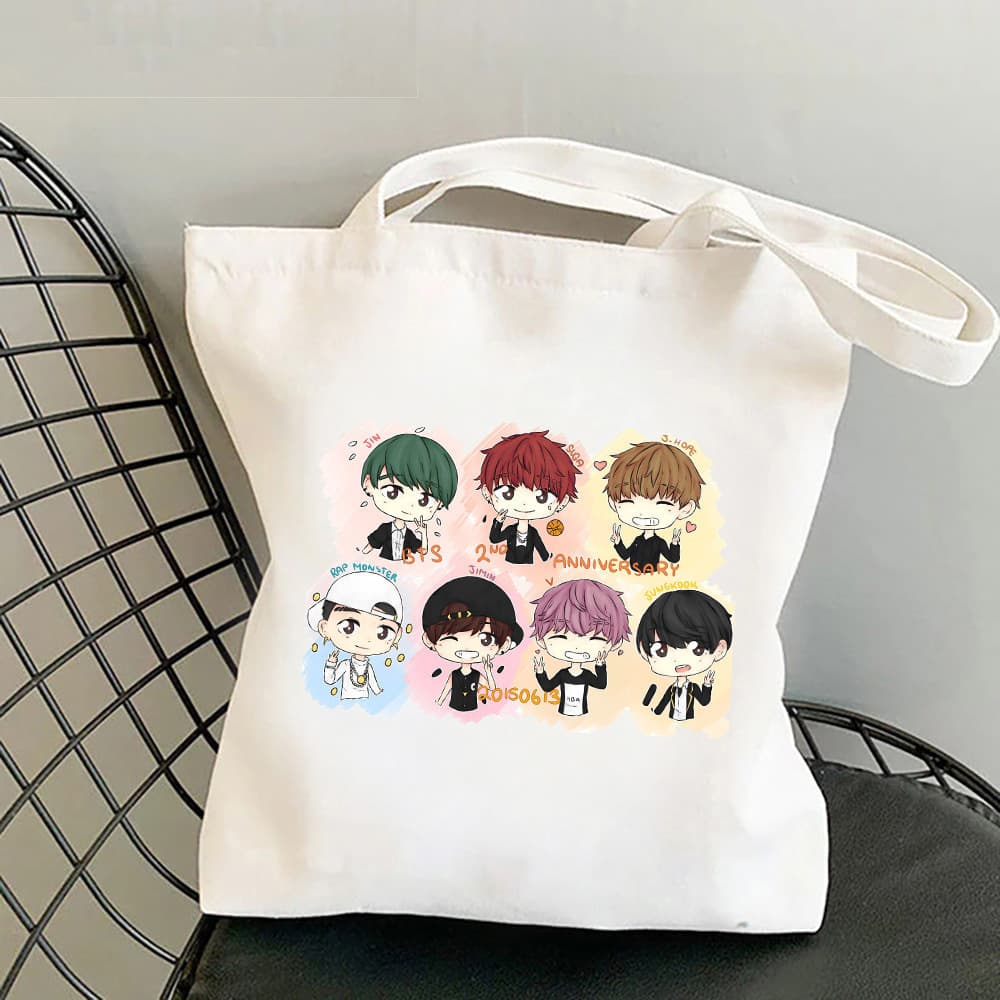 BTS Print Canvas Bag Shoulder Bag Handbag Tote Bag Shopping Bag