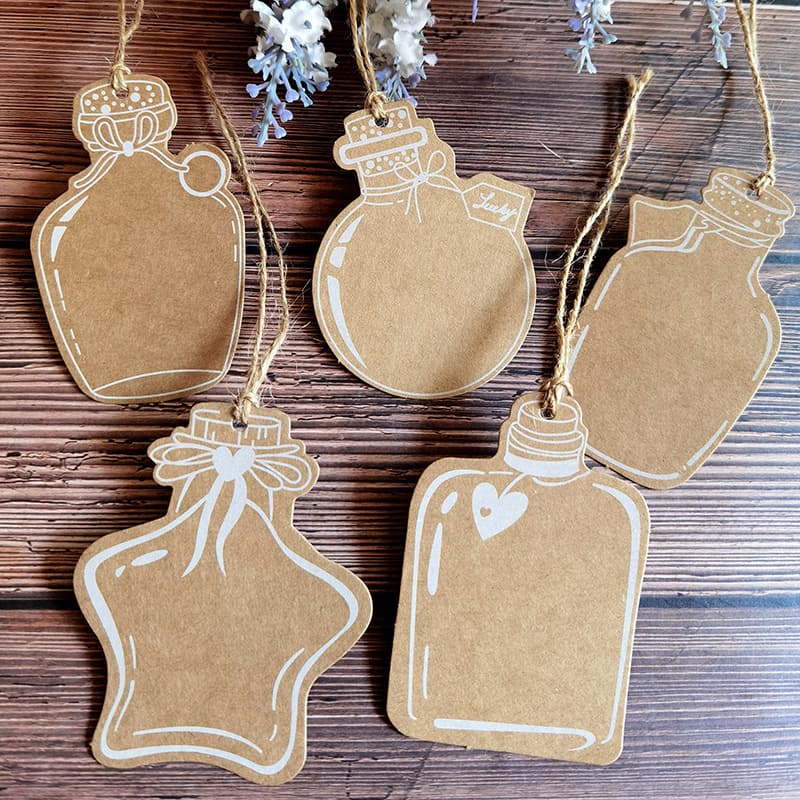 Blank Drift Bottle Wish Card, Vintage Kraft Wish Wall Tag, Handmade Decorative Message Card