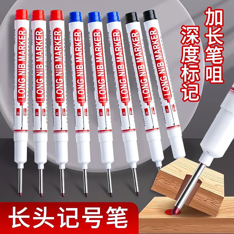 Long Head Marker Pen for Woodworking, Tile, Extended Special Oil Marker for Marking Lines, Deep Hole Pen Tip for Drilling Marking Pen