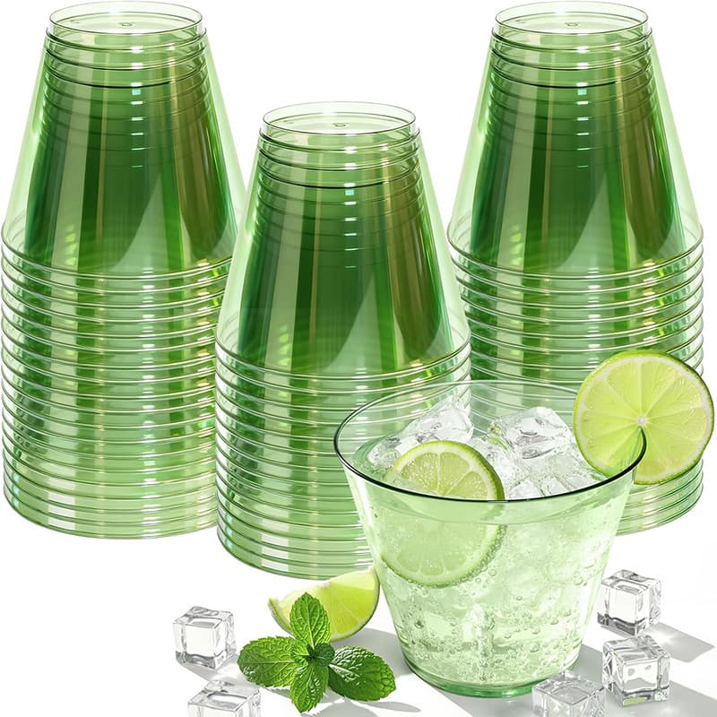 Disposable handleless cute cocktail wine glass green party cup suitable for Valentine's Day wedding Christmas party gathering