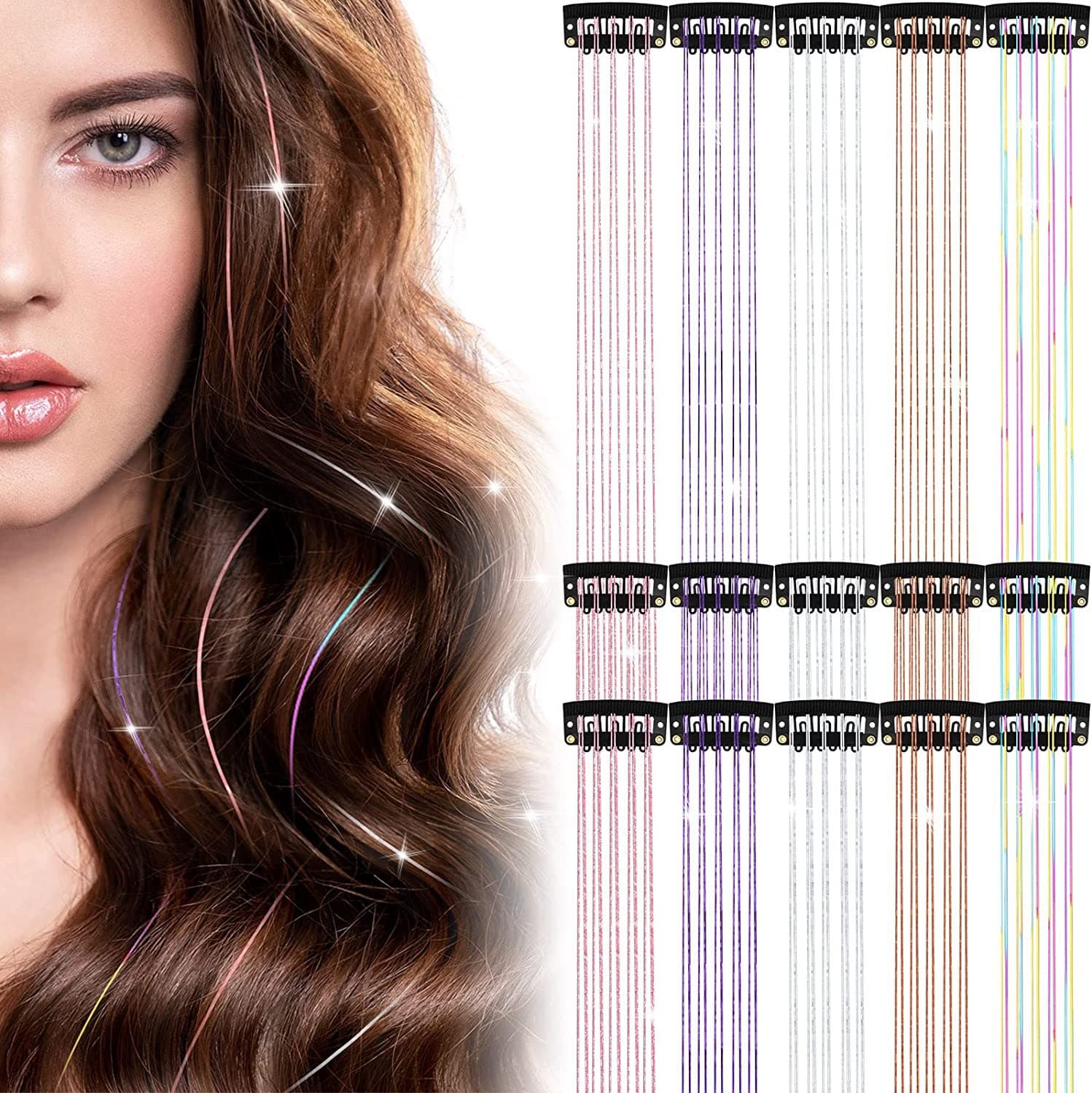 European and American Metal Ribbon Clip Extension Hair Fairy Party Gift Wig Accessories Straight Hair Piece 100cm Length
