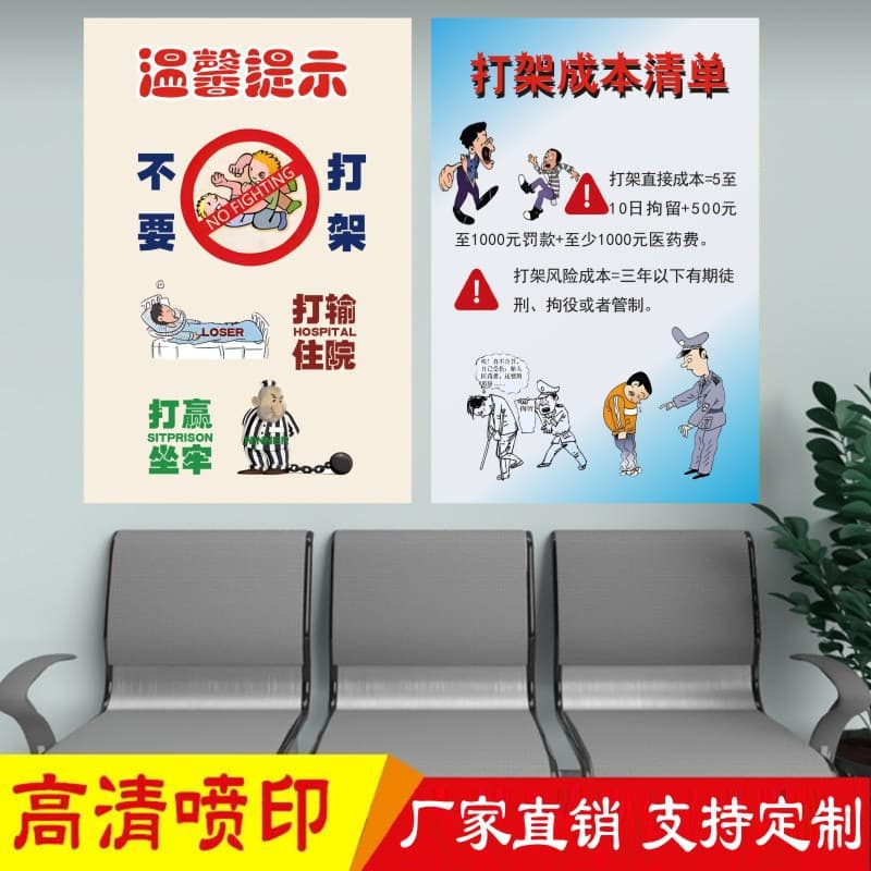 Bar and Restaurant Do Not Hit the Warm Reminder Promotional Chart Entertainment Places Prohibited Battle PVC Self-adhesive Sticker M