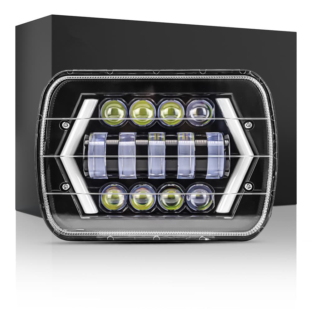 XMY Automotive LED Work Light 6X7 Jeep LED Headlight 7 Inch Rectangular 13 Bead Off-Road Driving Headlamp