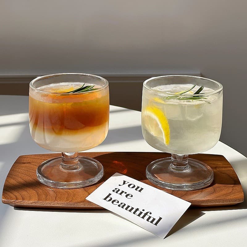 Niche retro glass ins style short cup iced American coffee cup latte cup special drink juice cup