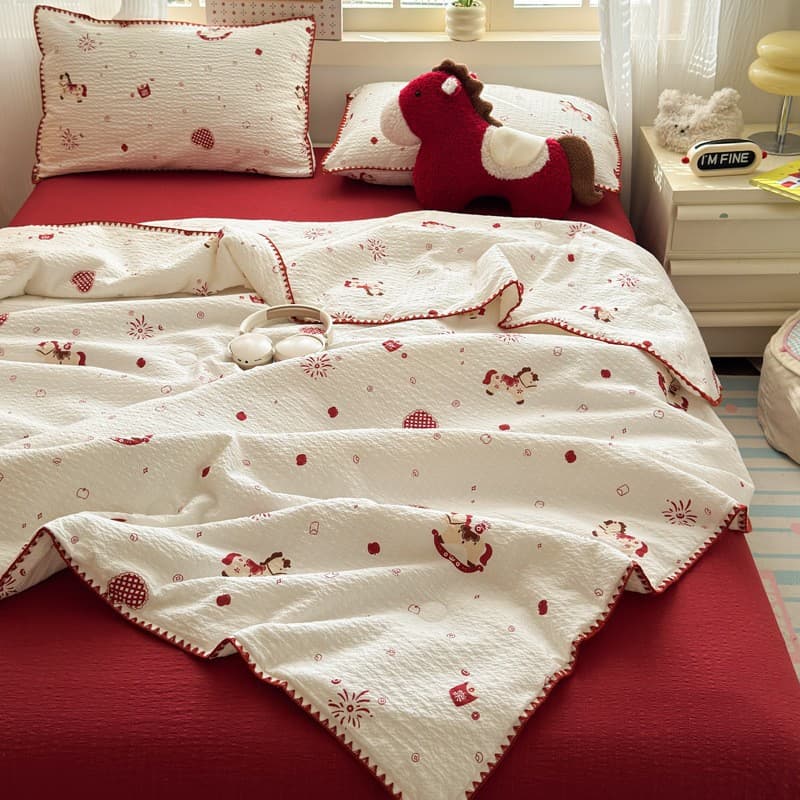 New Summer 100% Cotton Puff Cotton Shell Summer Quilt Air Conditioning Blanket Machine Washable Small Floral Quilt Core