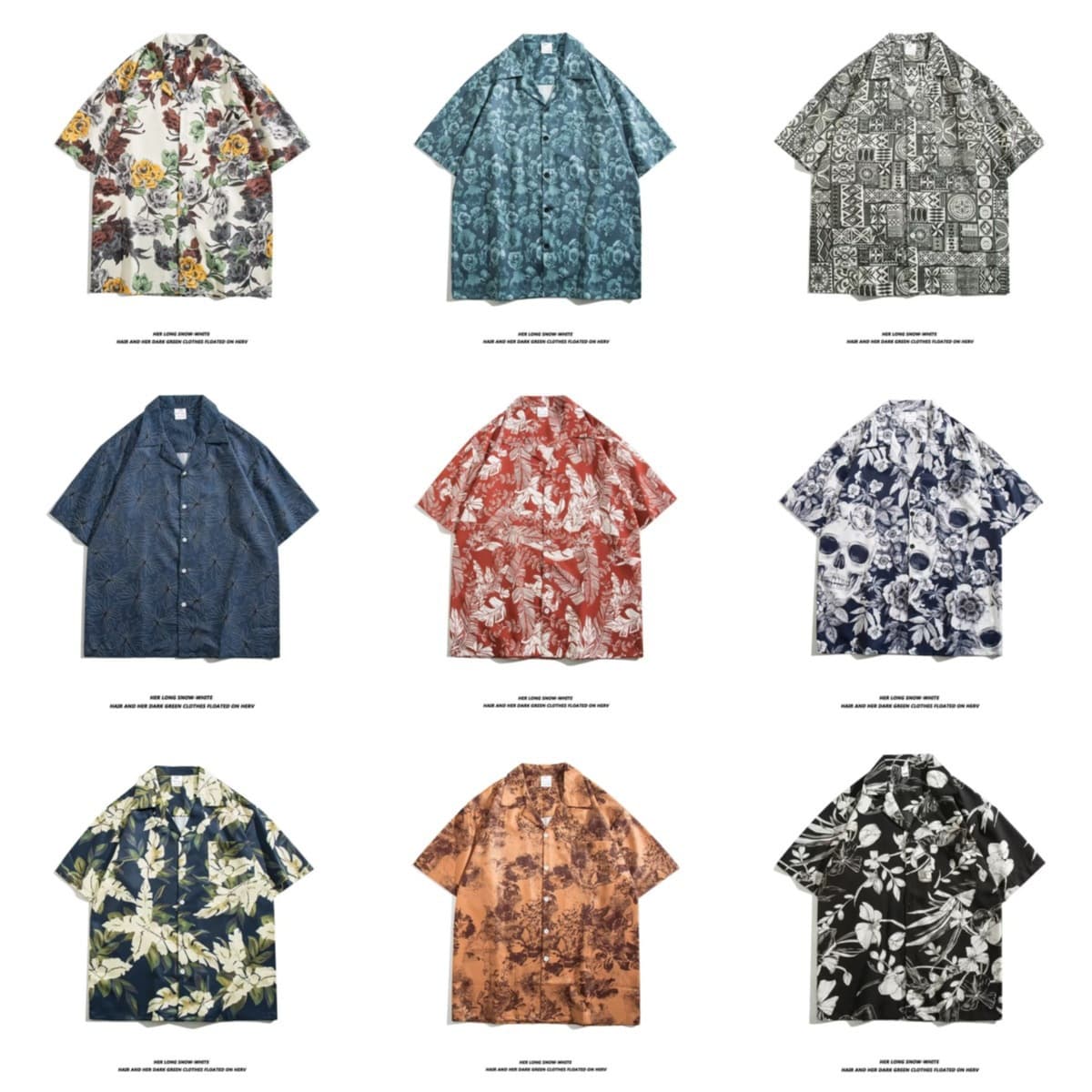 Cuban Collar Retro Short Sleeve Floral Shirt for Men and Women, Loose Hawaiian Style Vacation Beach Casual Shirt