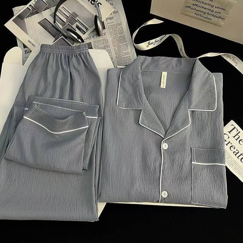 Cloud Cotton Pajamas Men Spring Summer New Long Sleeve Long Pants Set Breathable Skin-Friendly Comfortable Wearable Home Wear