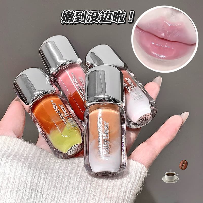 Bily Bear Mixed Lip Essence Honey Water-Gloss Mirror Glass Lip White Boiled Water Long-lasting Moisturizing Whitening Lip Gloss