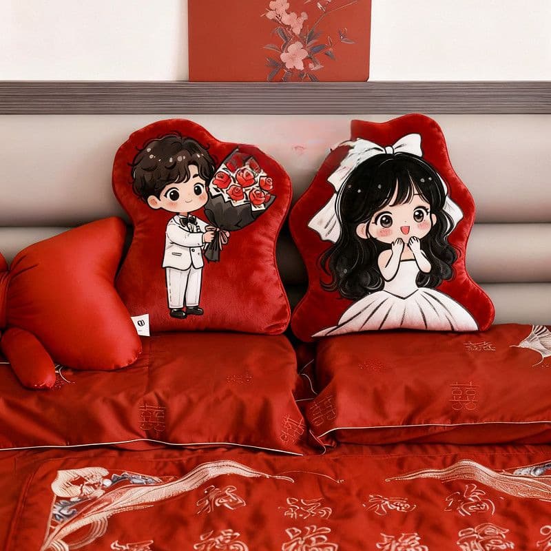 Bed Pressing Dolls Wedding Pair New High-End Wedding Room Happy Doll Ornaments Wedding Bed Newlywed Gift Pillow
