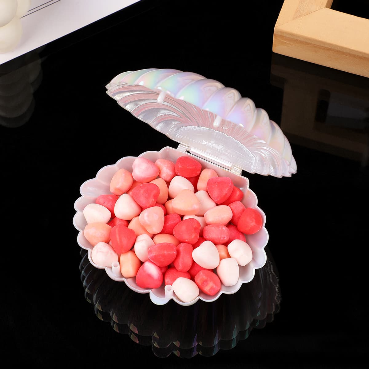 Symphony Pearlescent Shell Plastic Box Jewelry Earrings Wedding Candy Storage Box Ins Style Ornaments Packaging Box Storage Box