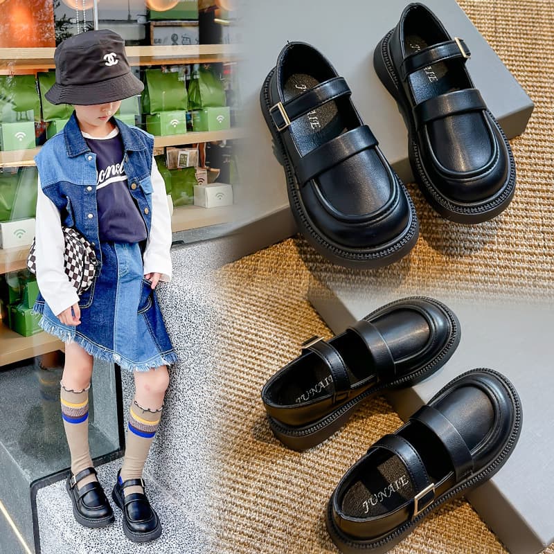 Girls' Leather Shoes New Style 2024 Spring/Autumn Comfortable Girl Flats Casual Shoes Performance Shoes Fashion Student Children's Shoes